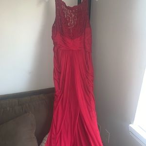 David’s Bridal Apple Red Bridesmaid Dress